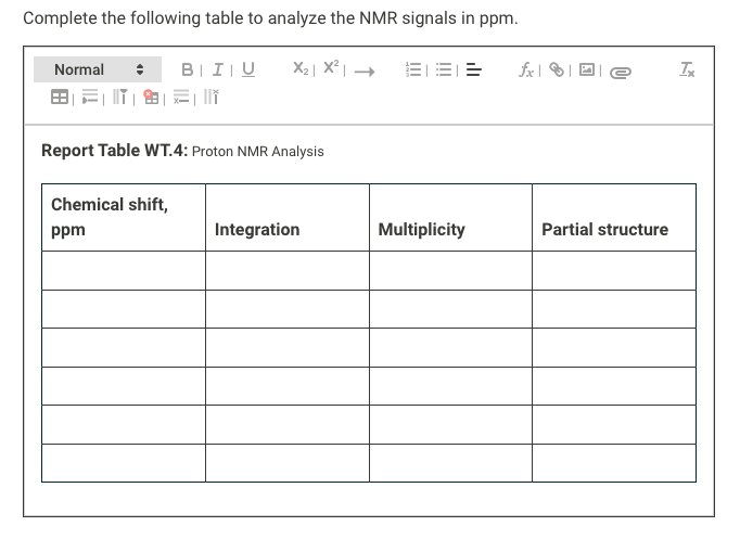 Solved Complete The Following Table To Analyze The Nmr Chegg Com