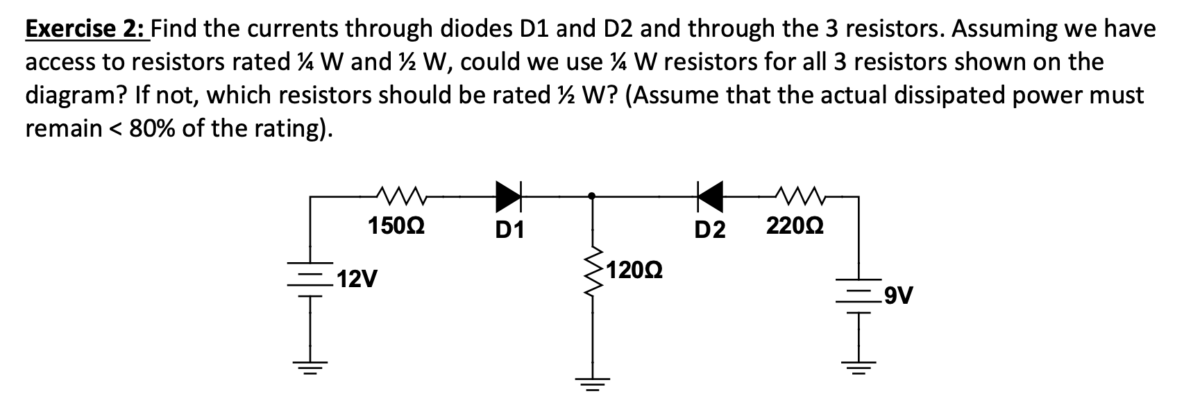 Solved Exercise 2 Find the currents through diodes D1 and