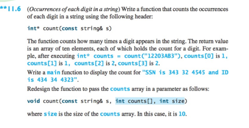 Solved **11.6 (Occurrences of each digit in a string) Write | Chegg.com