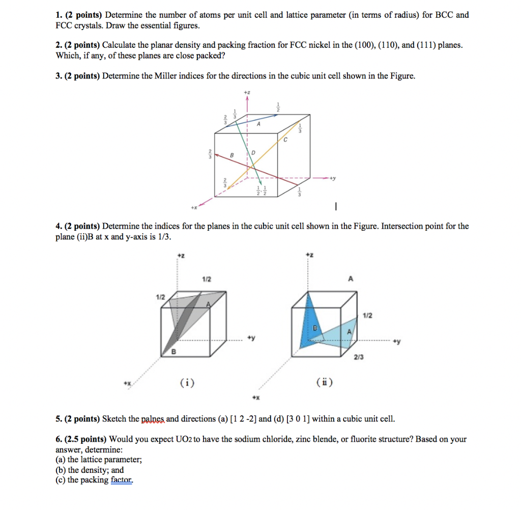 Solved Points Determine The Number Of Atoms Per Unit Chegg Com