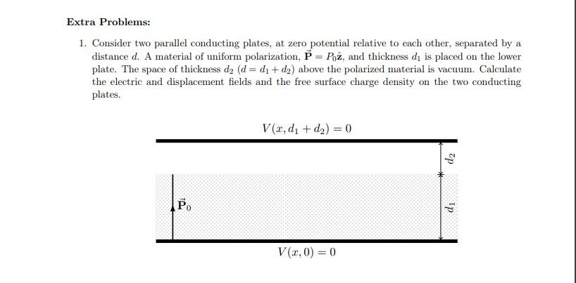 Solved 1. Consider two parallel conducting plates, at zero | Chegg.com