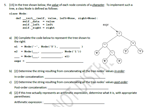 Solved 5. [15] In the tree shown below, the value of each | Chegg.com