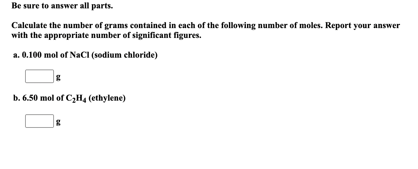 Solved Be sure to answer all parts. Calculate the number of