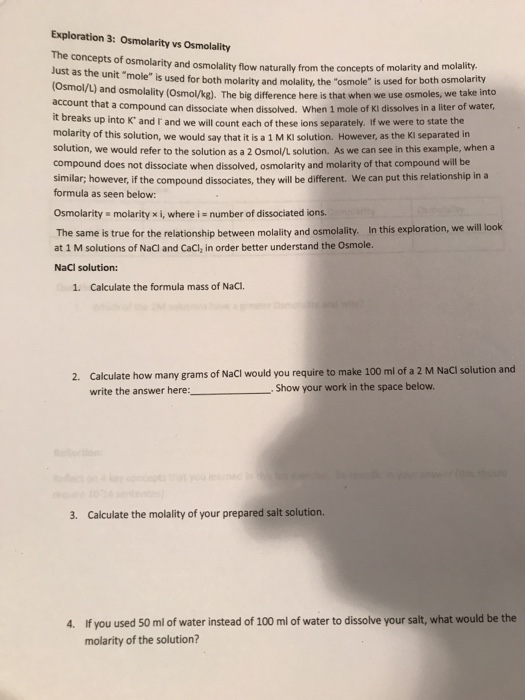 Solved Exploration 3: Osmolarity vs Osmolality The concepts | Chegg.com
