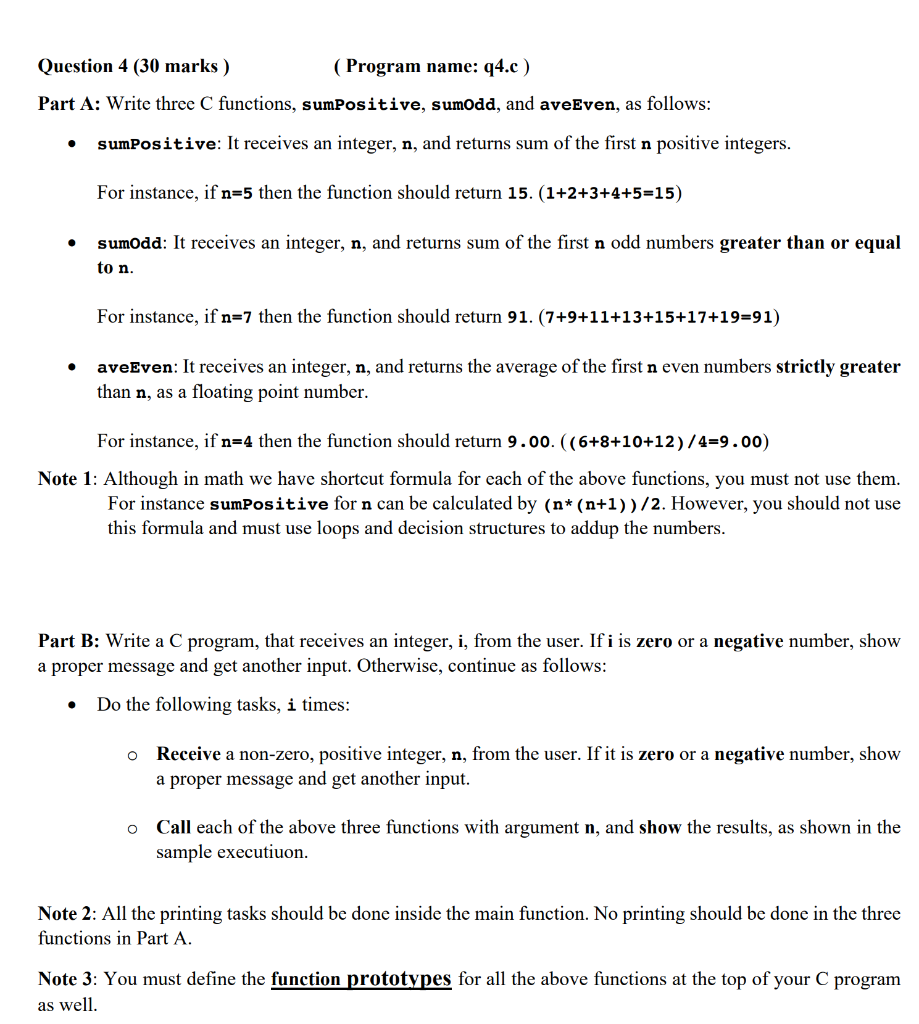 Solved Question 4 (30 marks ) (Program name: q4.c) Part A: | Chegg.com