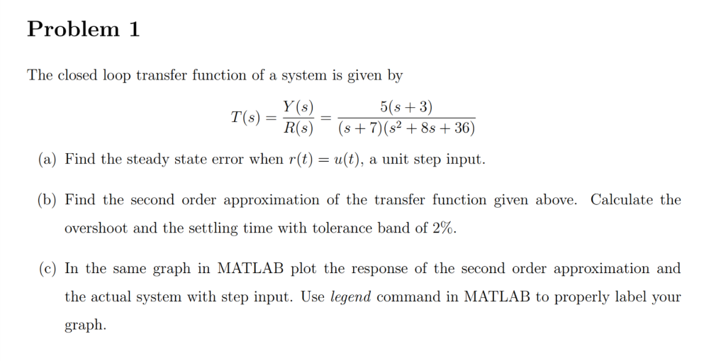 Solved Problem1 The closed loop transfer function of a | Chegg.com