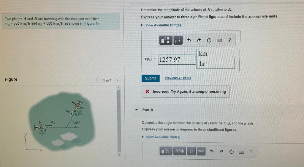 Solved Determine The Magnitude Of The Velocity Of B Relative | Chegg.com