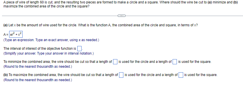 Solved A piece of wire of length 60 is cut, and the | Chegg.com