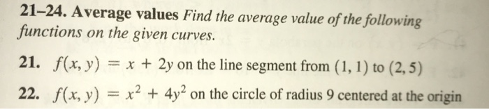 Solved 21-24. Average values Find the average value of the | Chegg.com