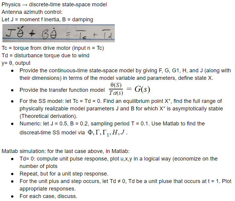 Physicsdiscrete Time State Space Model Antenna Azi Chegg Com