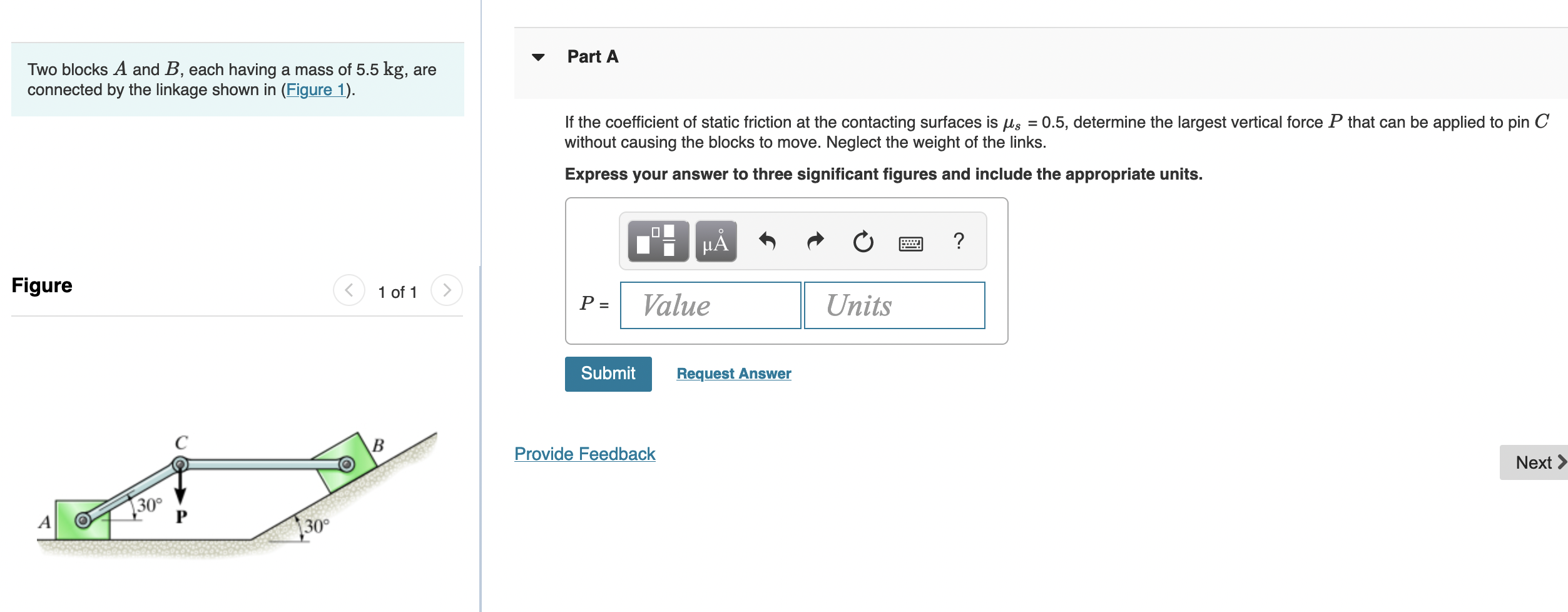 Solved Two Blocks A And B, Each Having A Mass Of 5.5 Kg, Are | Chegg.com