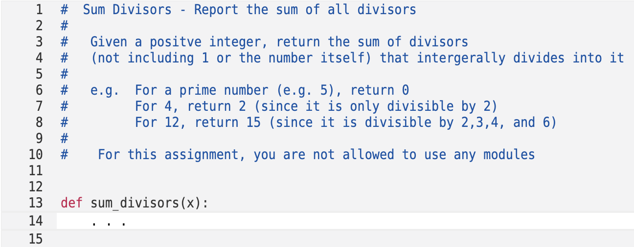 Solved 1 # Sum Divisors - Report The Sum Of All Divisors 2 # | Chegg.com