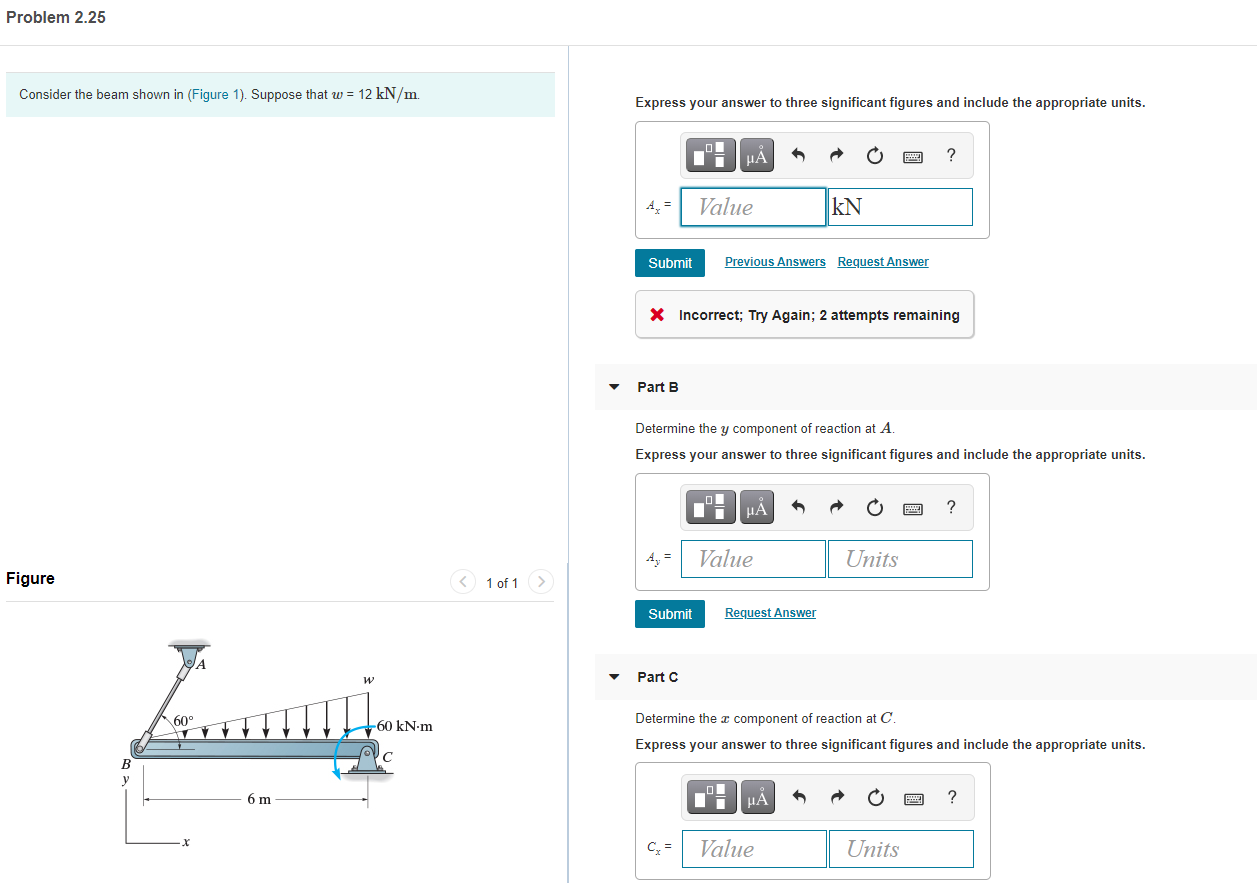 Solved Problem 2.25 Consider the beam shown in (Figure 1). | Chegg.com