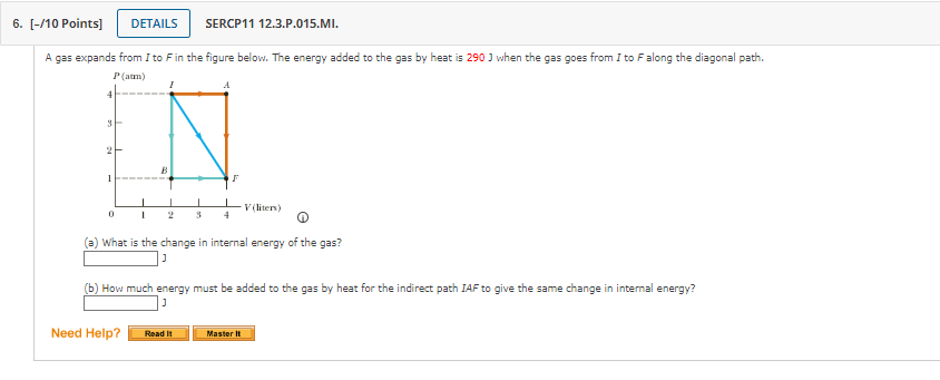 Solved A gas expands from I to F in the figure below. The | Chegg.com