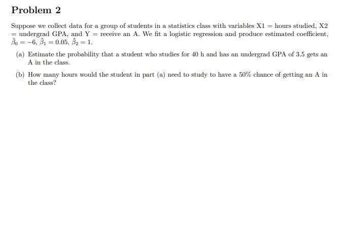 Solved Problem 2 Suppose we collect data for a group of | Chegg.com