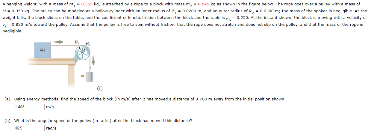 Solved A Hanging Weight, With A Mass Of M, = 0.365 Kg, Is 