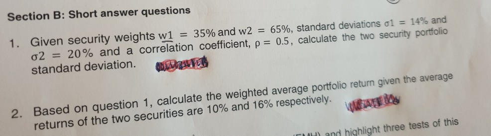 Solved Section B: Short answer questions 1. Given security | Chegg.com