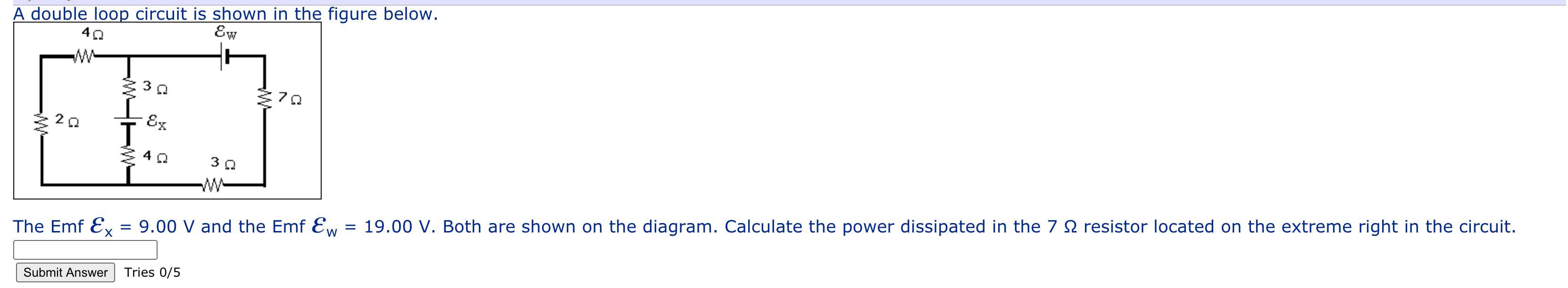 Solved A double loop circuit is shown in the figure below.