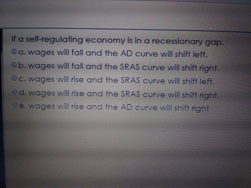 Solved: If A Self-regulating Economy Is In A Recessionary | Chegg.com