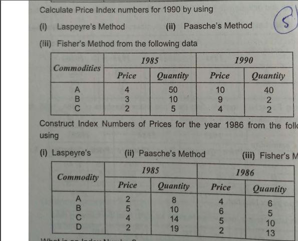 calculate price index number by laspeyres method