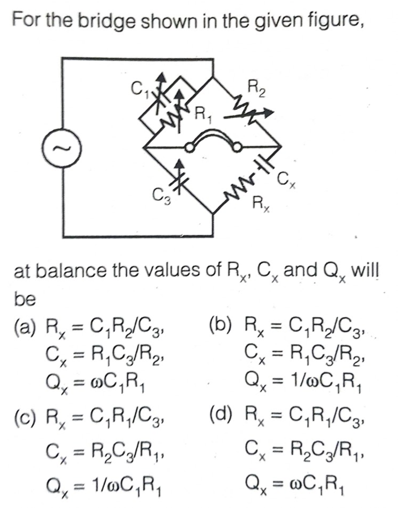 Solved For the bridge shown in the given figure, R2 RA * 5 | Chegg.com
