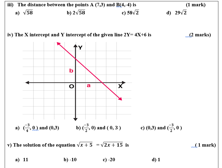 Solved iii) The distance between the points A (7,3) and | Chegg.com