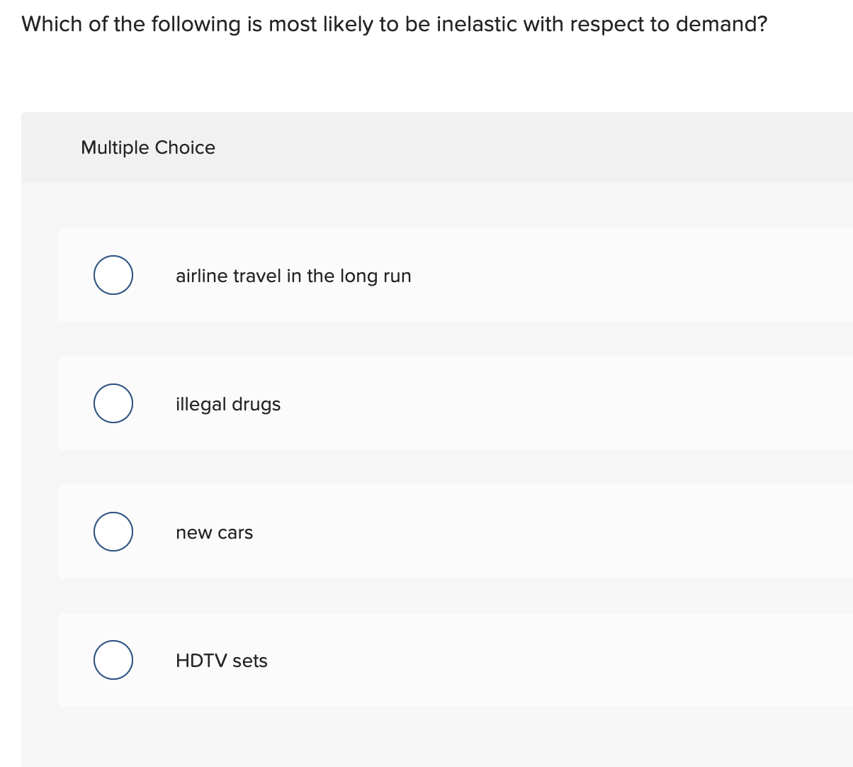Solved Which of the following is most likely to be inelastic | Chegg.com