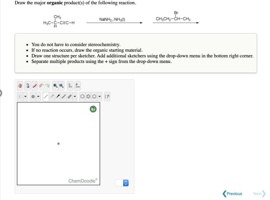 Solved Draw the major organic product(s) of the following | Chegg.com