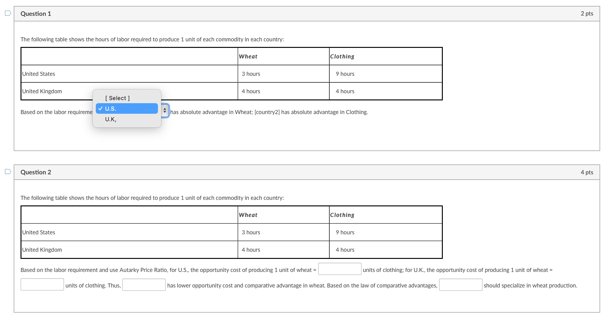 Solved D Question 1 2 pts The following table shows the | Chegg.com