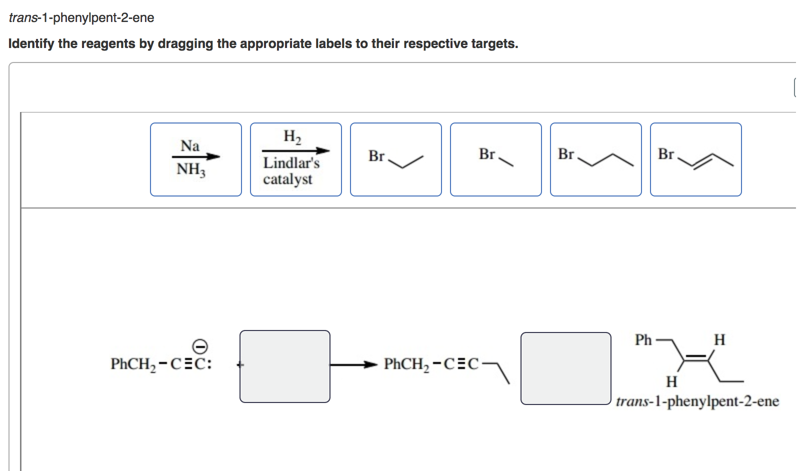 Solved trans 1 phenylpent 2 ene Identify the reagents by Chegg