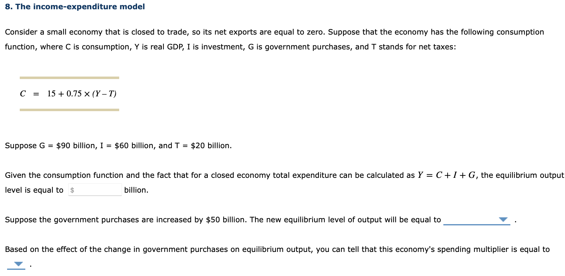 Solved 8. The Income-expenditure Model Consider A Small | Chegg.com