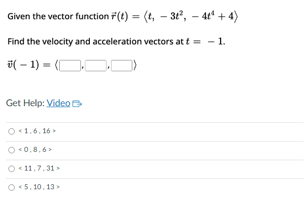 Solved Given The Vector Function Rt T−3t2−4t44 Find 0723