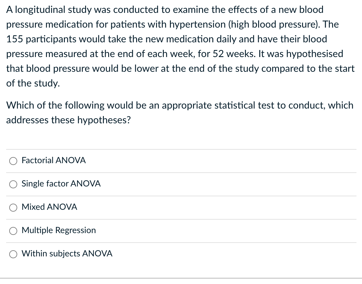 Solved A longitudinal study was conducted to examine the | Chegg.com