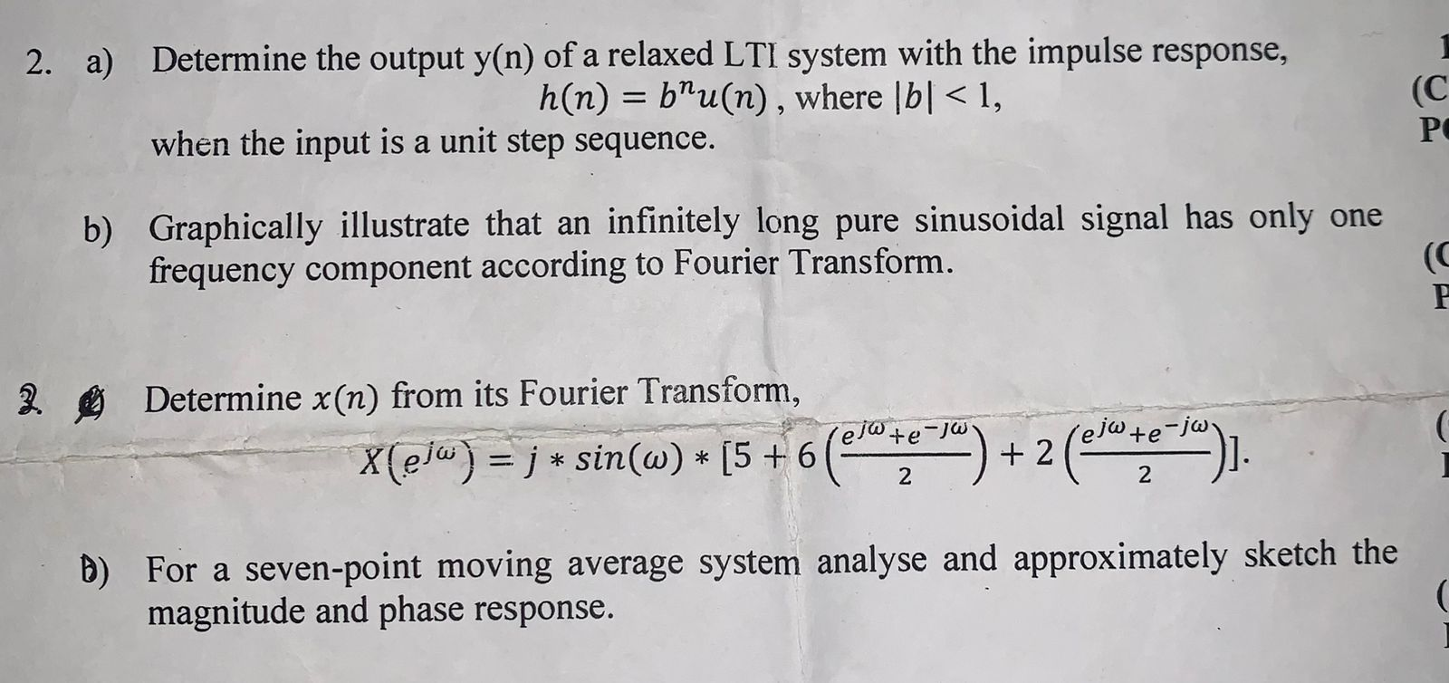 Solved Digital Signal ProcessingIf you can't solve for the | Chegg.com