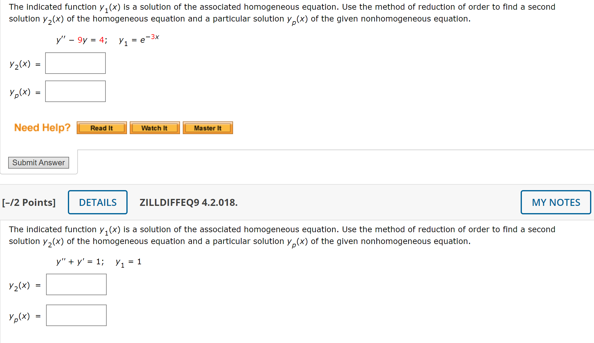 Solved The Indicated Function Y1 X Is A Solution Of The