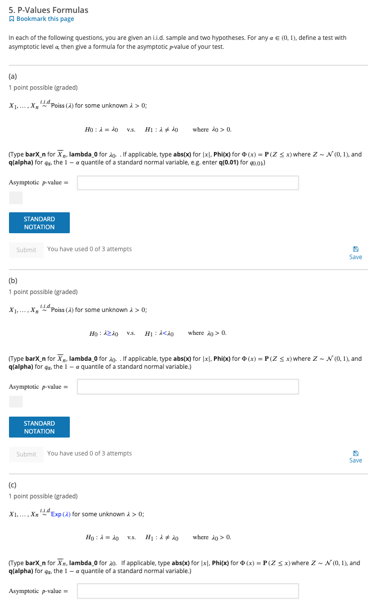 Solved 5 P Values Formulas A Bookmark This Page In Each Chegg Com