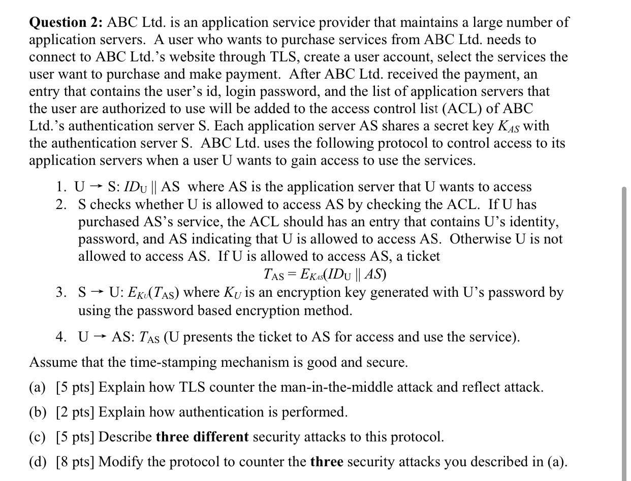 Solved Question 2: ABC Ltd. is an application service | Chegg.com