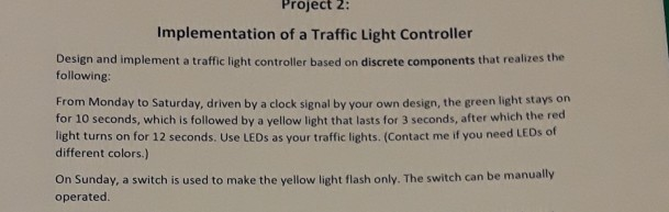 Solved Project 2: Implementation of a Traffic Light | Chegg.com