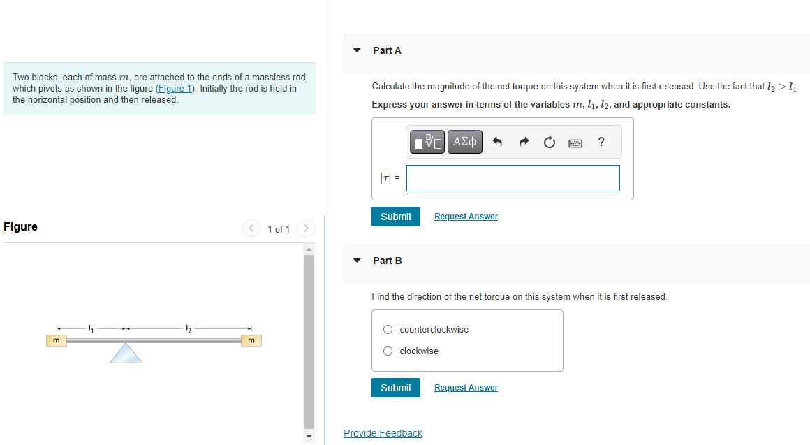 Solved Two blocks, each of mass m, are attached to the ends | Chegg.com