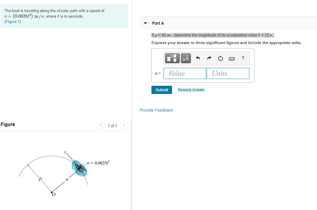 Solved The boat is traveling along the circular path with a | Chegg.com