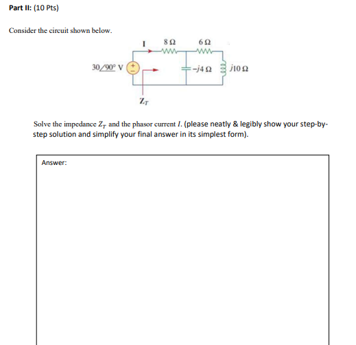 Solved Part II: (10 Pts) Consider The Circuit Shown Below. | Chegg.com