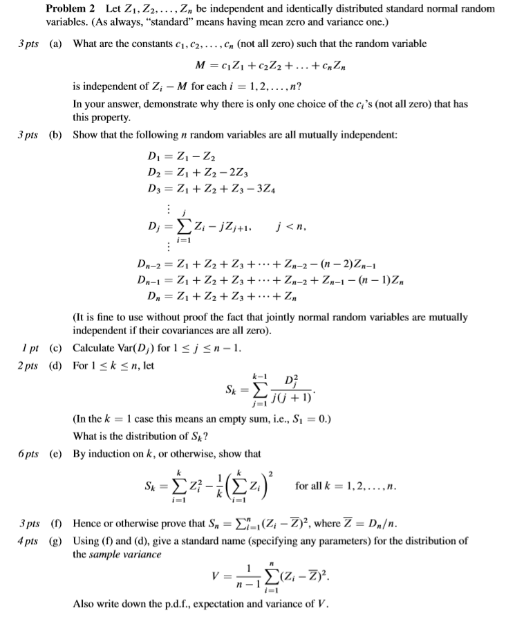 Solved Problem 2 Let Z1 Z2 Zn Be Independent And