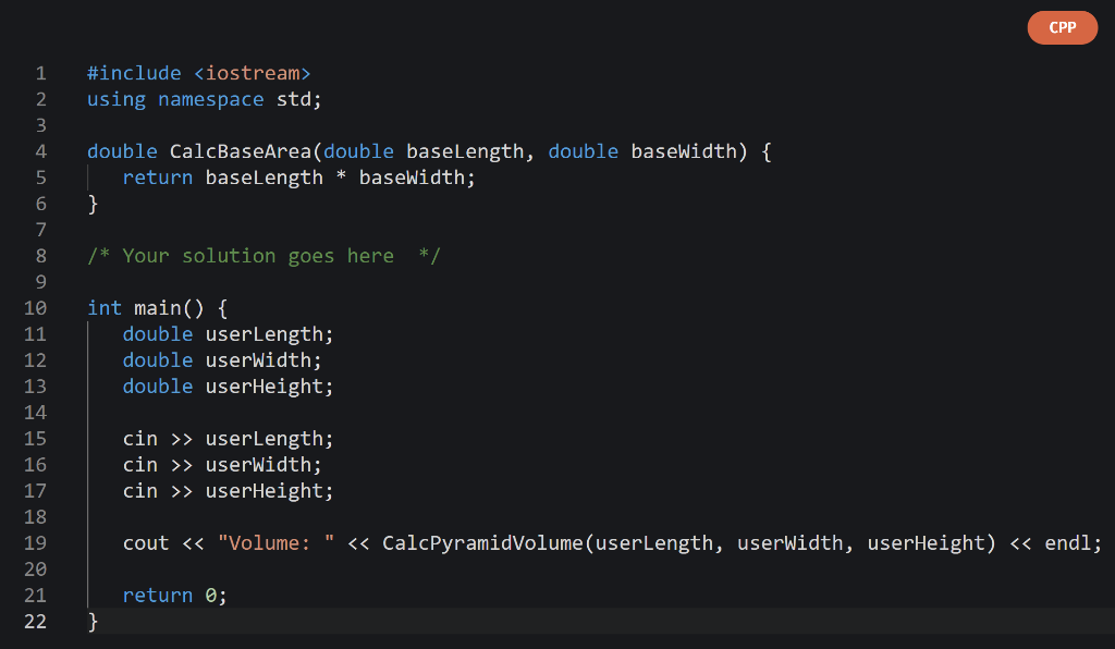 Solved C++ C++ C++ CHALLENGE ACTIVITY 6.4.1: Function | Chegg.com