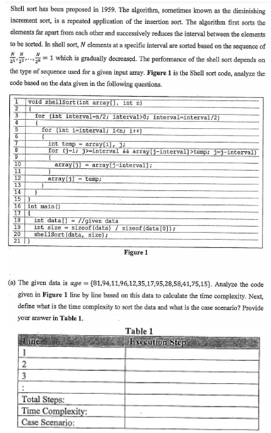 Solved Shell sort has been proposed in 1959. The algorithm, | Chegg.com