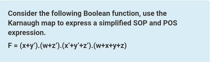 Solved Consider the following Boolean function, Karnaugh map | Chegg.com