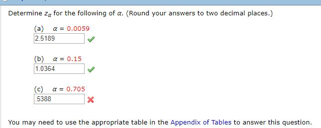 Determine Zα For The Following Of α www.chegg.com
