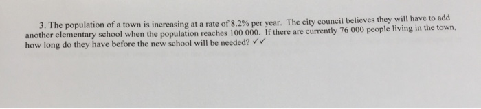 Solved 3. The population of a town is increasing at a rate | Chegg.com