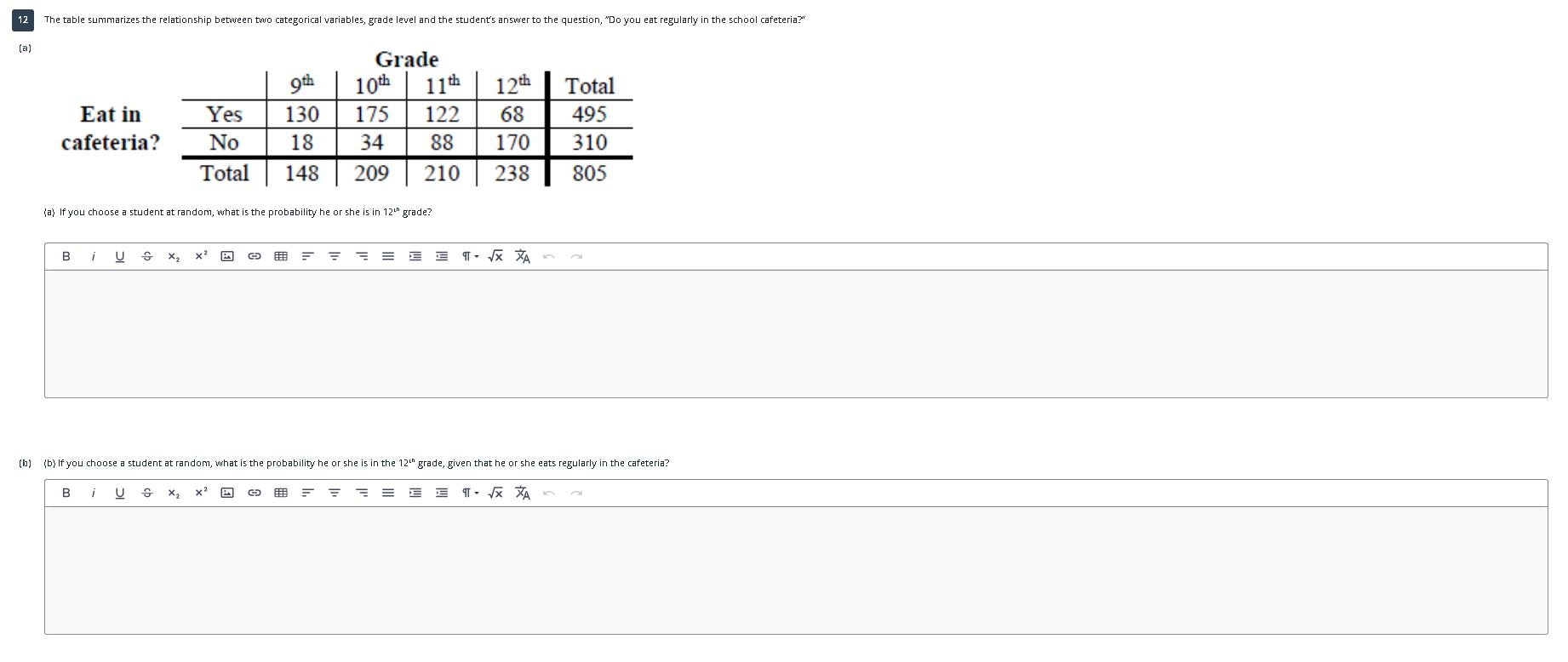 Solved 12 The table summarizes the relationship between two | Chegg.com