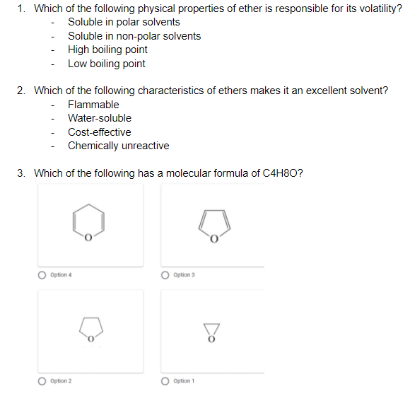 Solved 1. Which of the following physical properties of