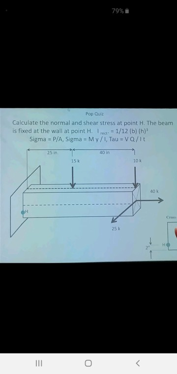 Solved 79% Pop Quiż Calculate the normal and shear stress at | Chegg.com